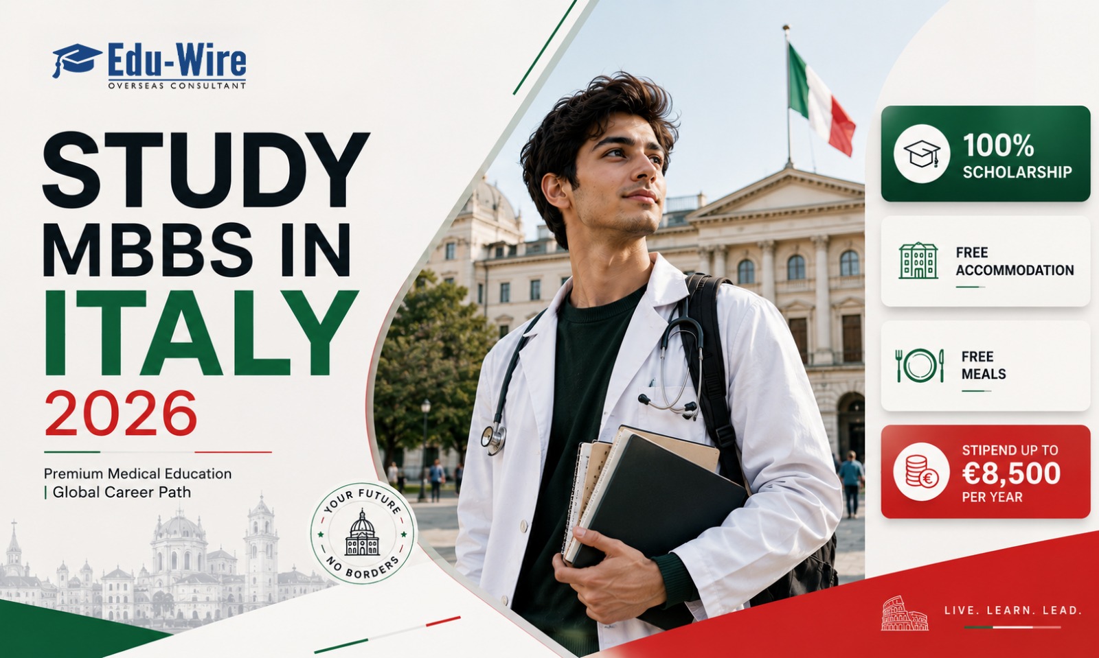 Study MBBS in Italy 2026 with 100% Scholarship, Free Accommodation, Free Meals, and a Stipend of Up to 8,500 Euros Per Year