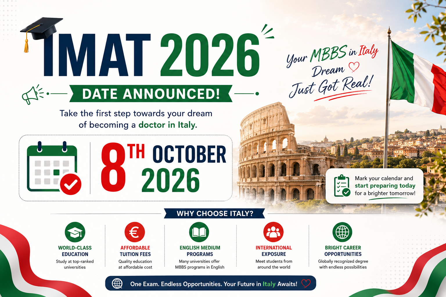 IMAT 2026 Date Announced: 8th October 2026 – Your MBBS in Italy Dream Just Got Real!